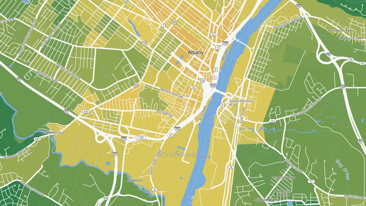 South End, Albany, NY Map of Vandalism Rates