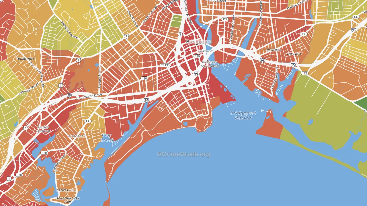 South End, Bridgeport, CT Map of Vandalism Rates