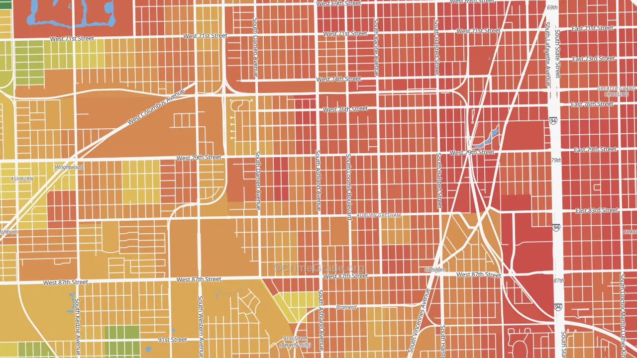 South Englewood, Chicago, IL Map of Vandalism Rates