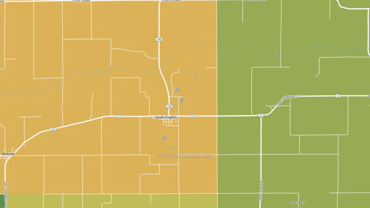 South English, IA Map of Vandalism Rates