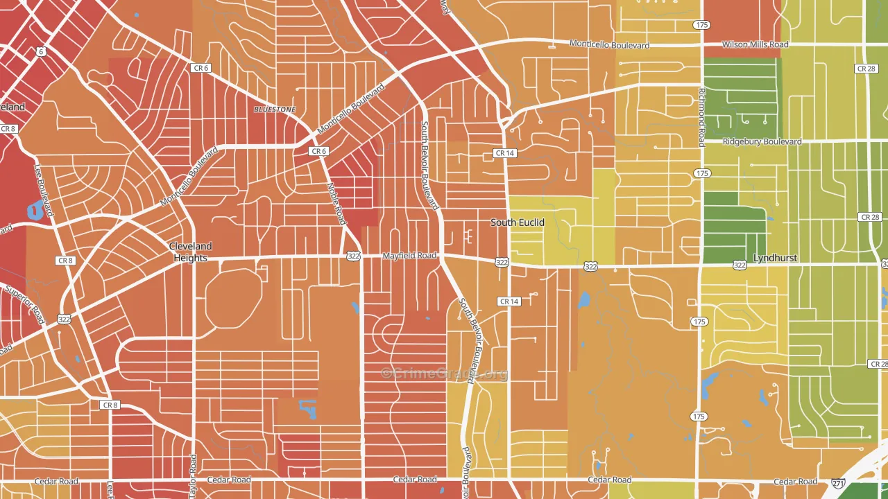 South Euclid, OH Map of Vandalism Rates