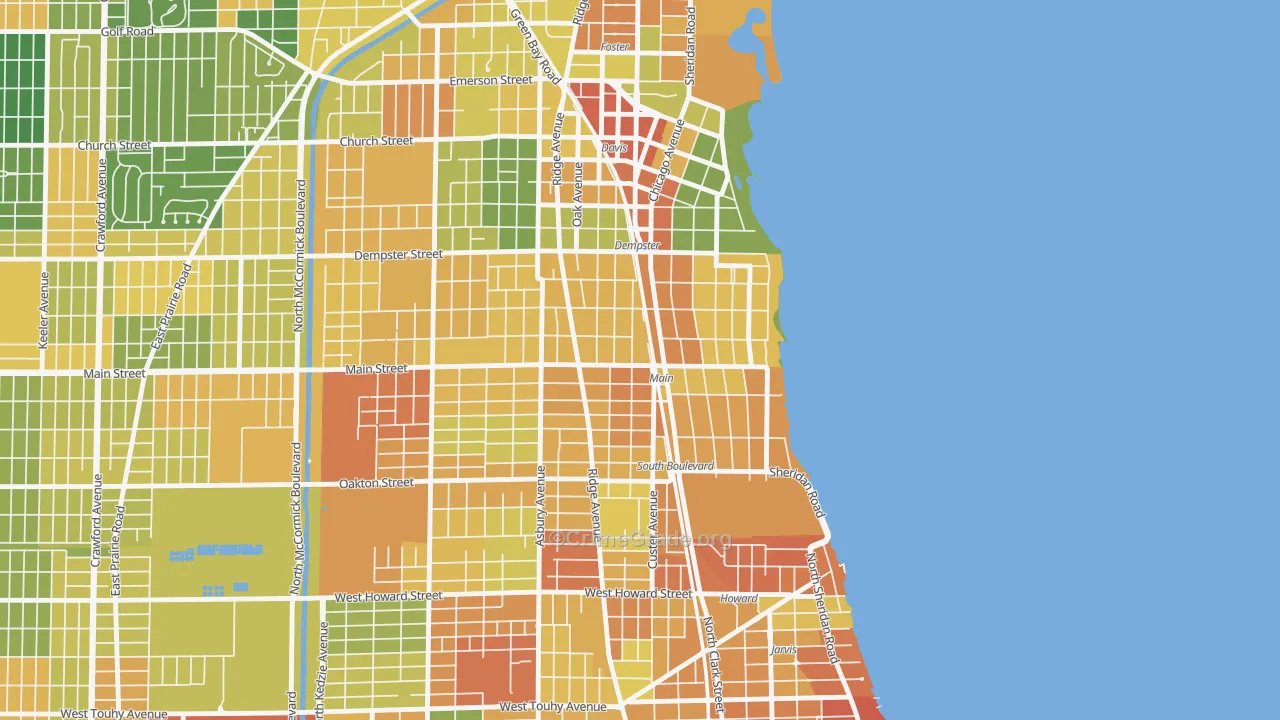 South Evanston, Evanston, IL Map of Vandalism Rates