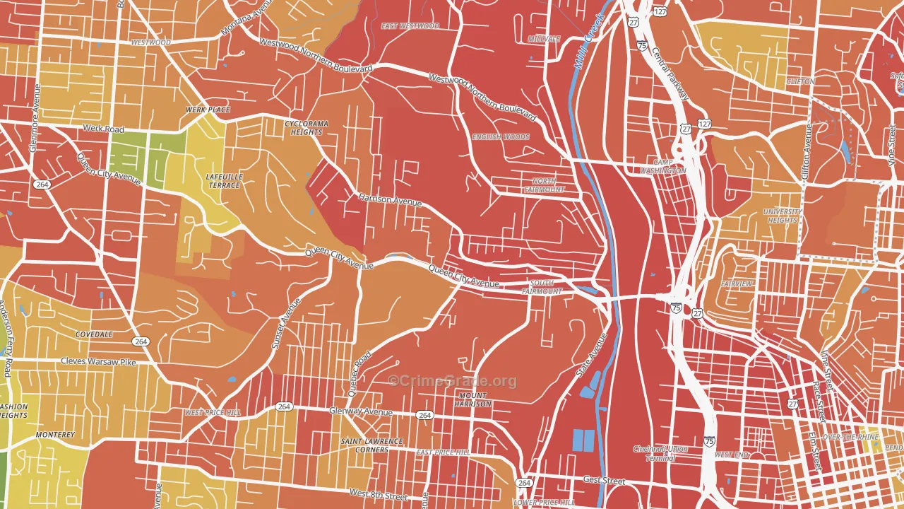 South Fairmount, Cincinnati, OH Map of Vandalism Rates