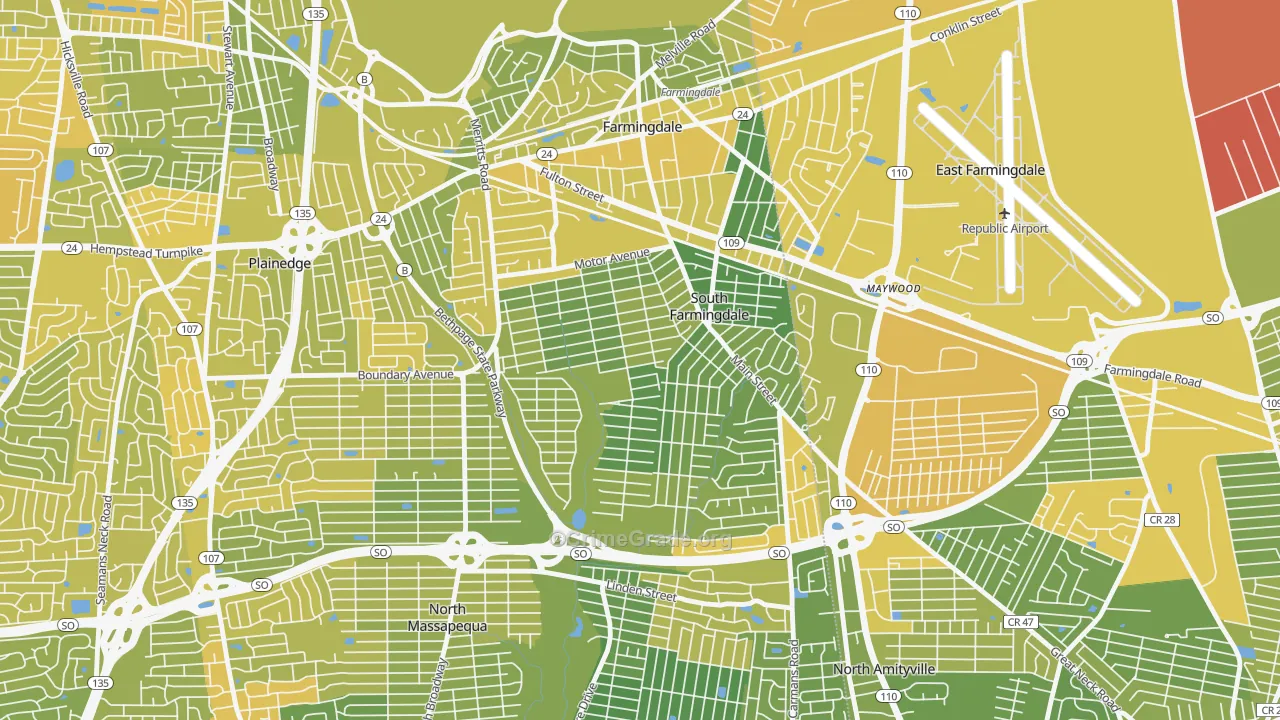 South Farmingdale, NY Map of Vandalism Rates
