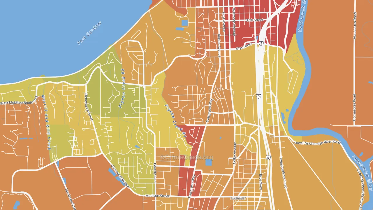 South Forest Park, Everett, WA Map of Vandalism Rates