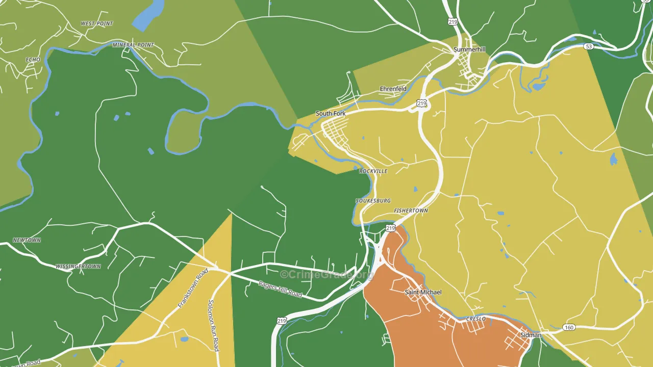 South Fork, PA Map of Vandalism Rates