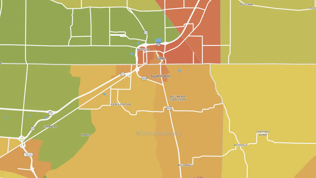 South Fulton, TN Map of Vandalism Rates