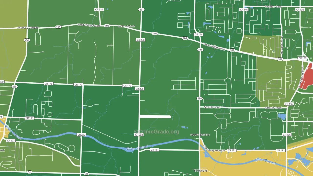 South Greece, NY Map of Vandalism Rates