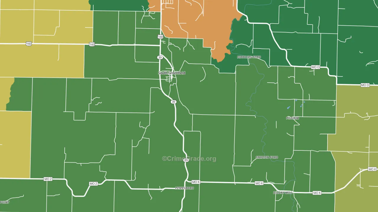 South Greenfield, MO Map of Vandalism Rates