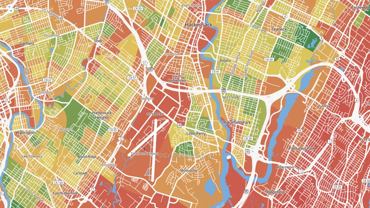 South Hackensack, NJ Map of Vandalism Rates