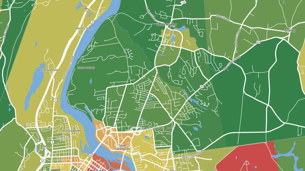 South Hadley, MA Map of Vandalism Rates