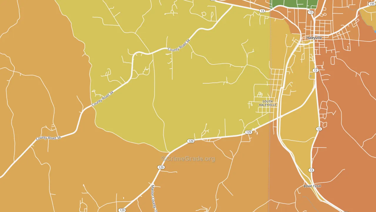 South Haleyville, AL Map of Vandalism Rates