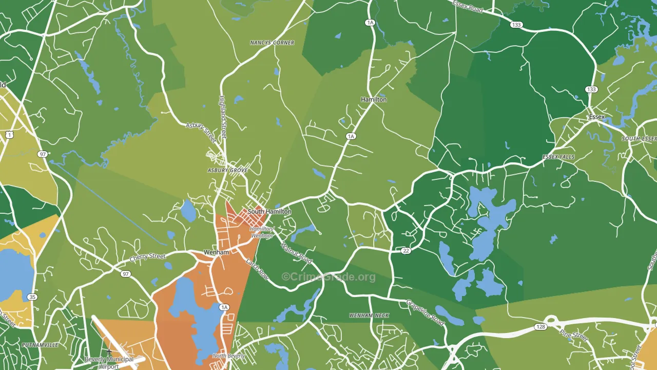 South Hamilton, MA Map of Vandalism Rates