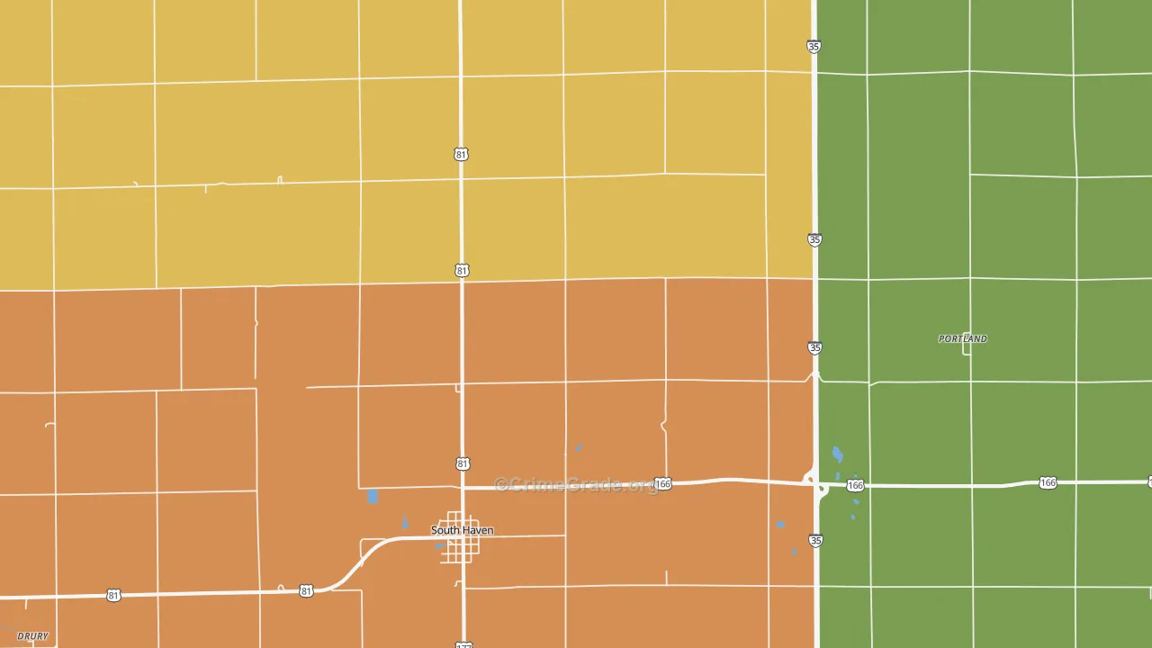 South Haven, KS Map of Vandalism Rates