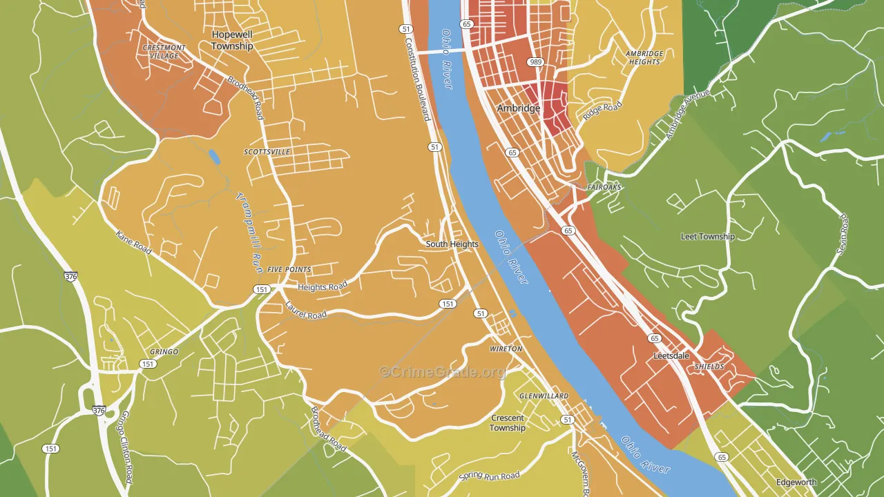 South Heights, PA Map of Vandalism Rates