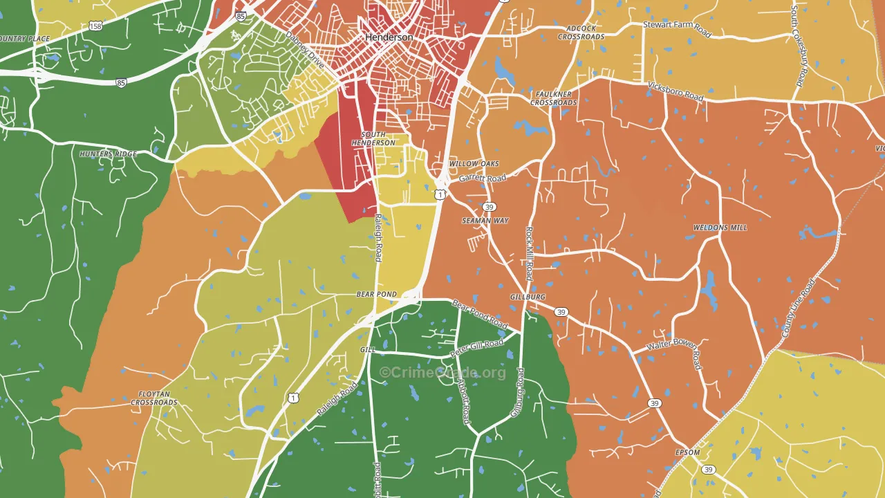 South Henderson, NC Map of Vandalism Rates