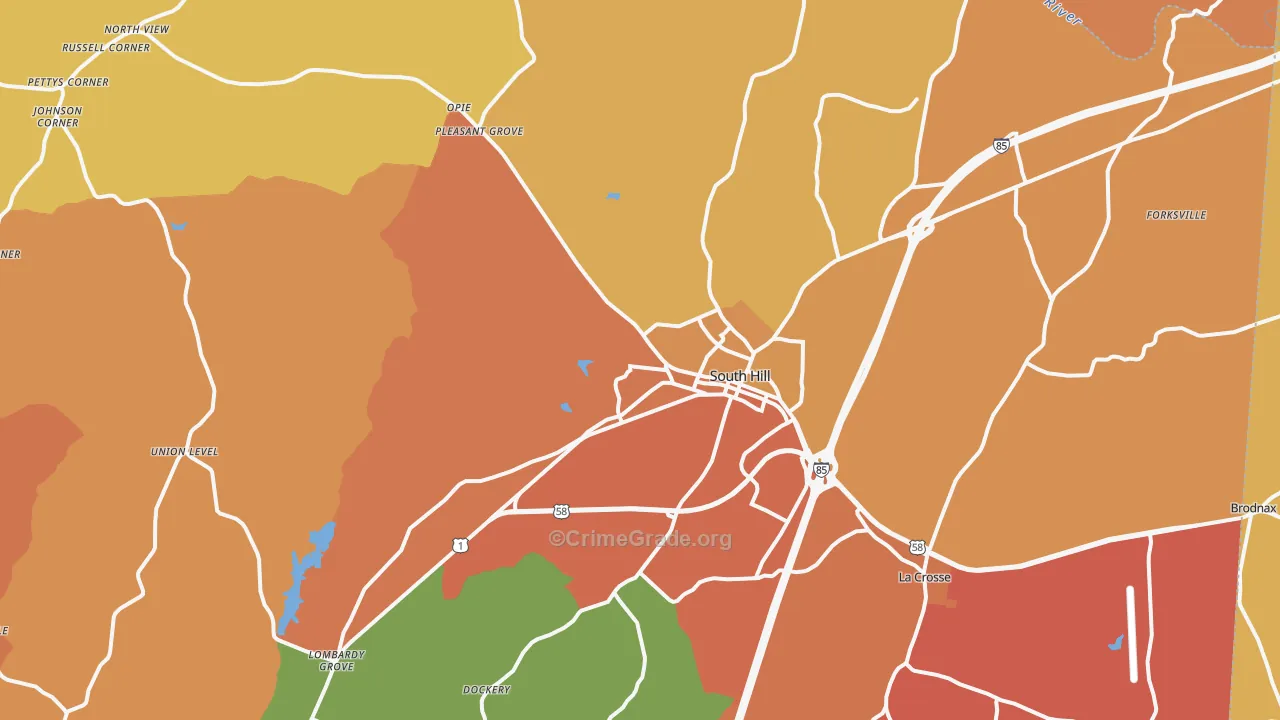 South Hill, VA Map of Vandalism Rates