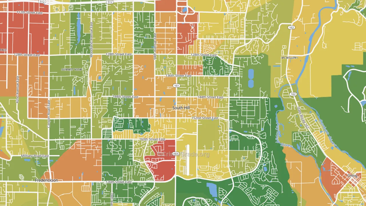 South Hill, WA Map of Vandalism Rates