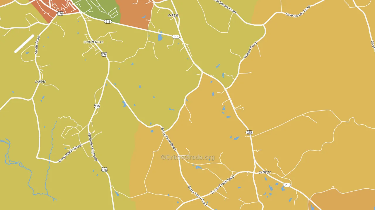 South Hills, SC Map of Vandalism Rates