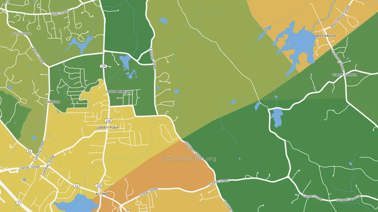 South Hingham, MA Map of Vandalism Rates