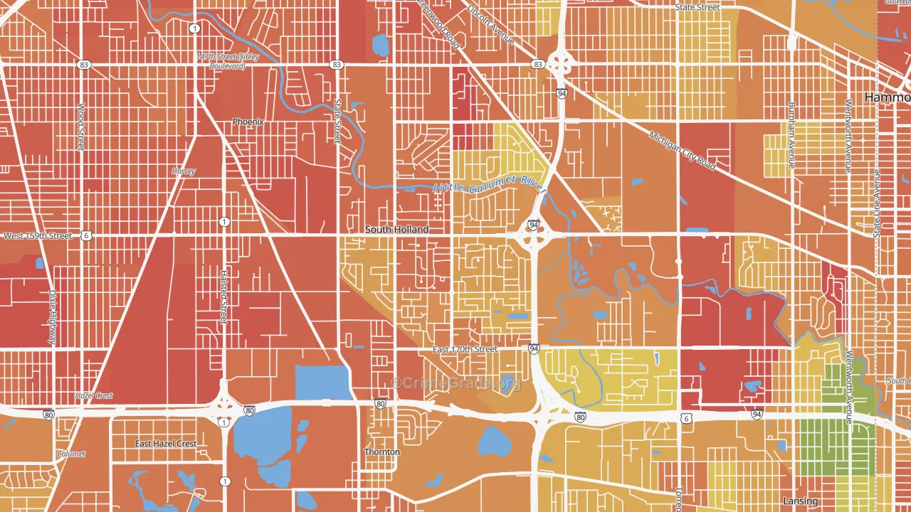 South Holland, IL Map of Vandalism Rates