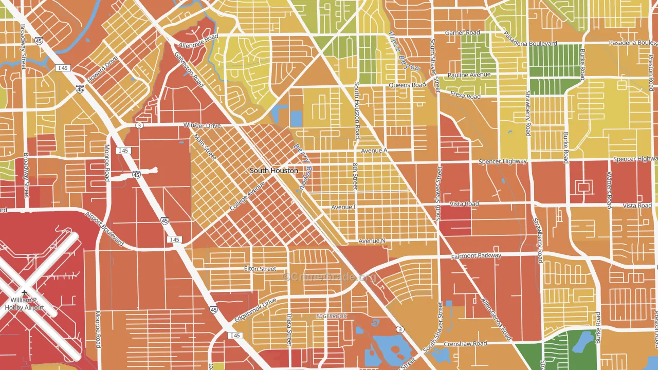 South Houston, TX Map of Vandalism Rates