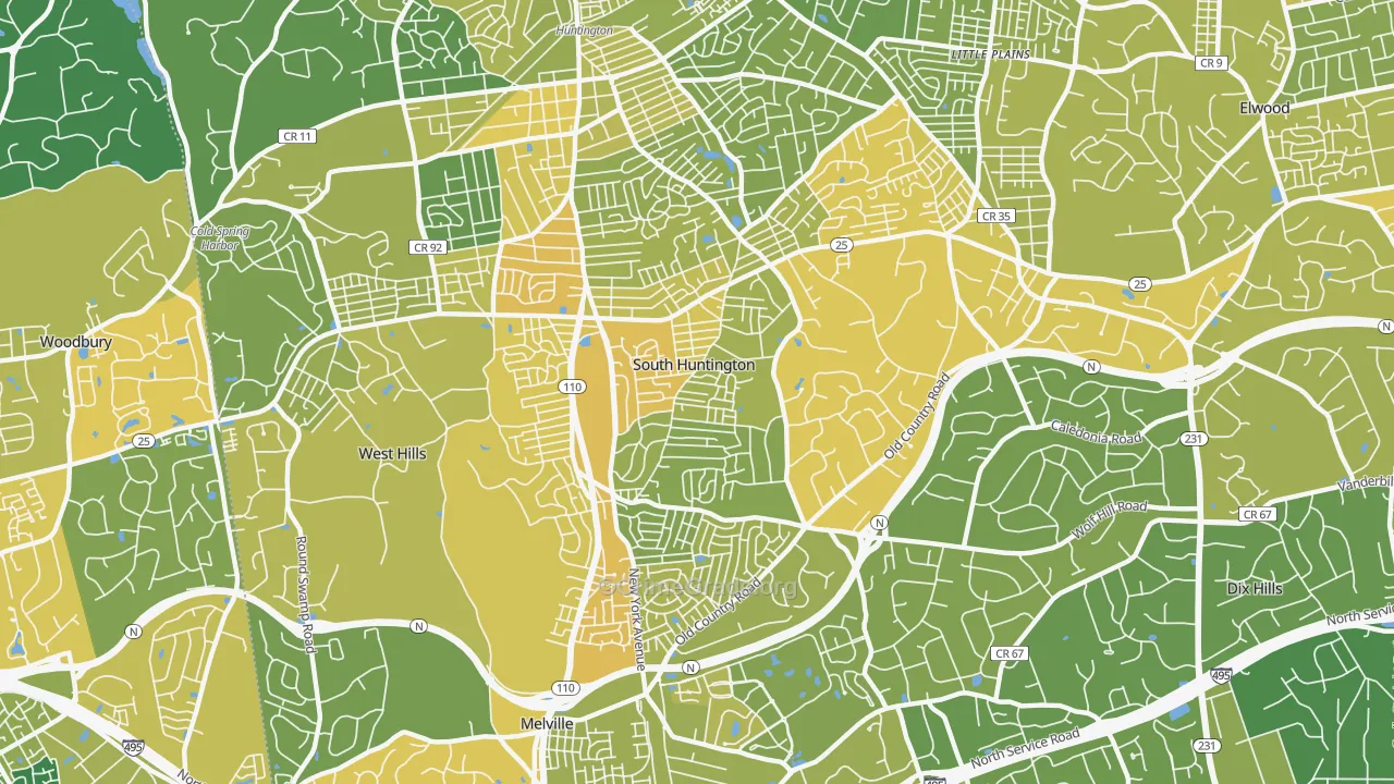 South Huntington, NY Map of Vandalism Rates