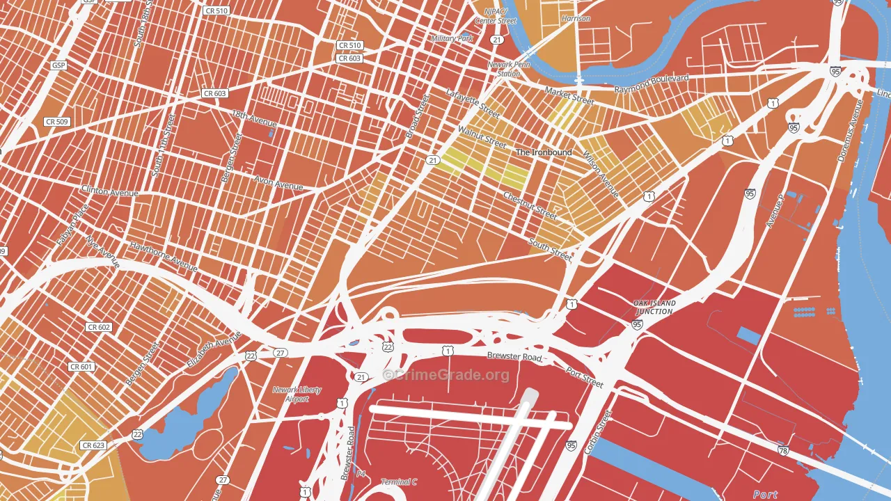 South Ironbound, Newark, NJ Map of Vandalism Rates