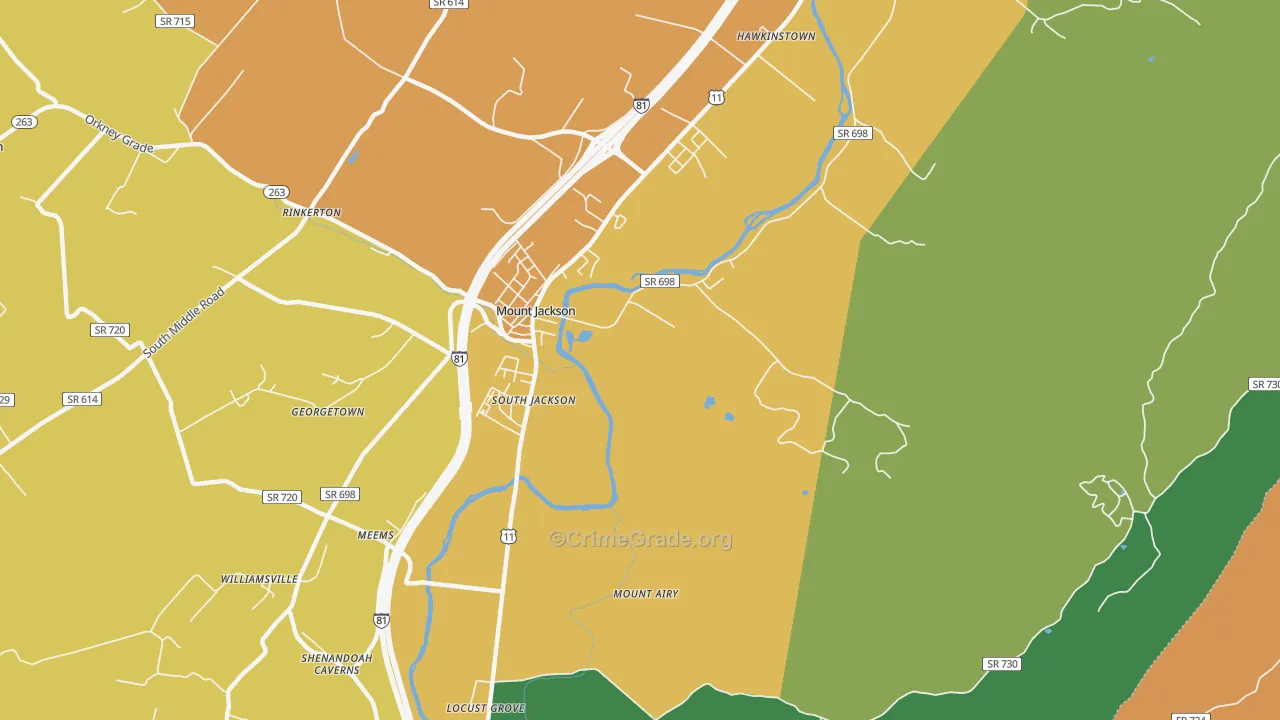 South Jackson, VA Map of Vandalism Rates