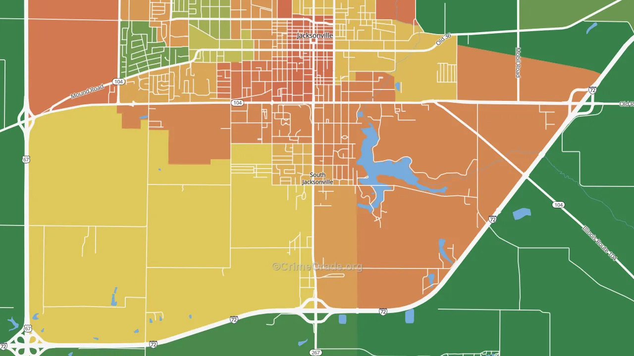 South Jacksonville, IL Map of Vandalism Rates