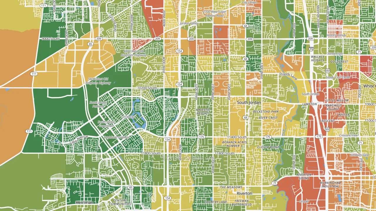 South Jordan, UT Map of Vandalism Rates