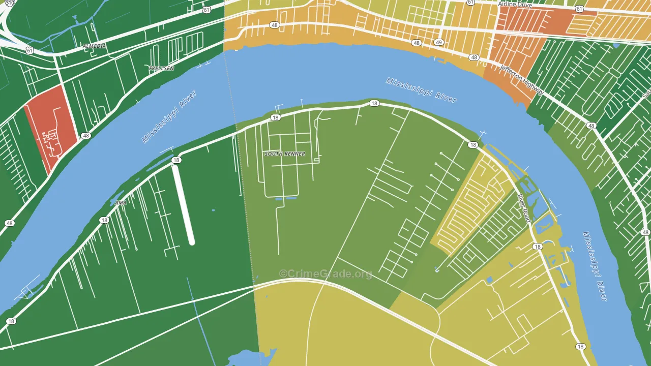 South Kenner, LA Map of Vandalism Rates