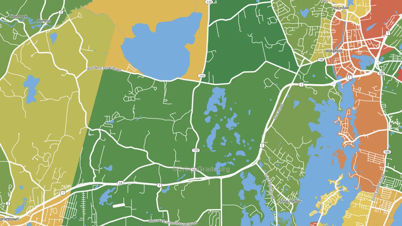 South Kingstown, RI Map of Vandalism Rates