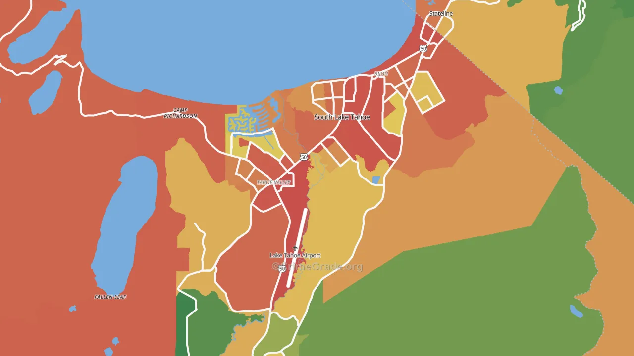 South Lake Tahoe, CA Map of Vandalism Rates