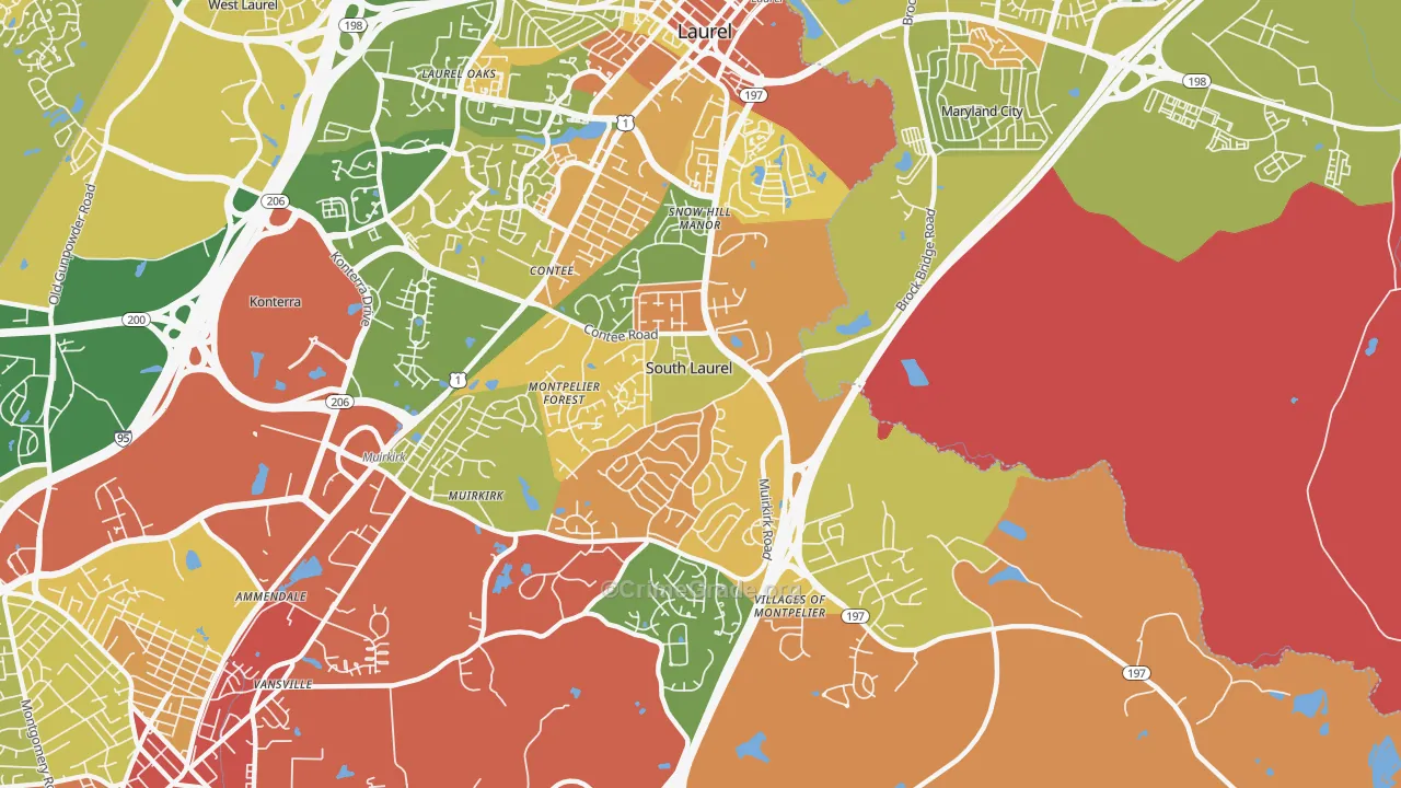 South Laurel, MD Map of Vandalism Rates