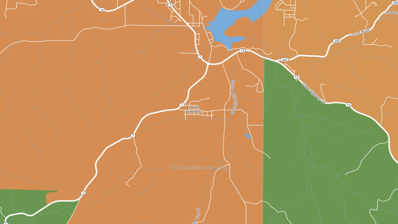 South Lead Hill, AR Map of Vandalism Rates