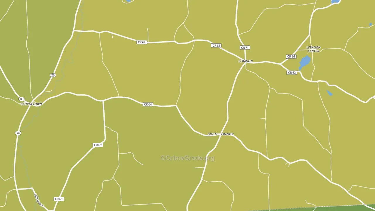 South Lebanon, NY Map of Vandalism Rates