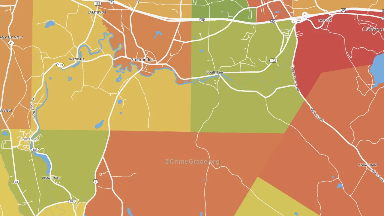 South Lee, MA Map of Vandalism Rates