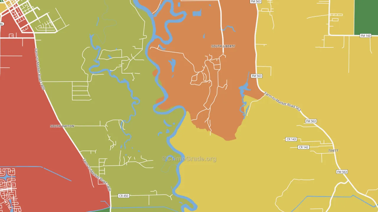 South Liberty, TX Map of Vandalism Rates