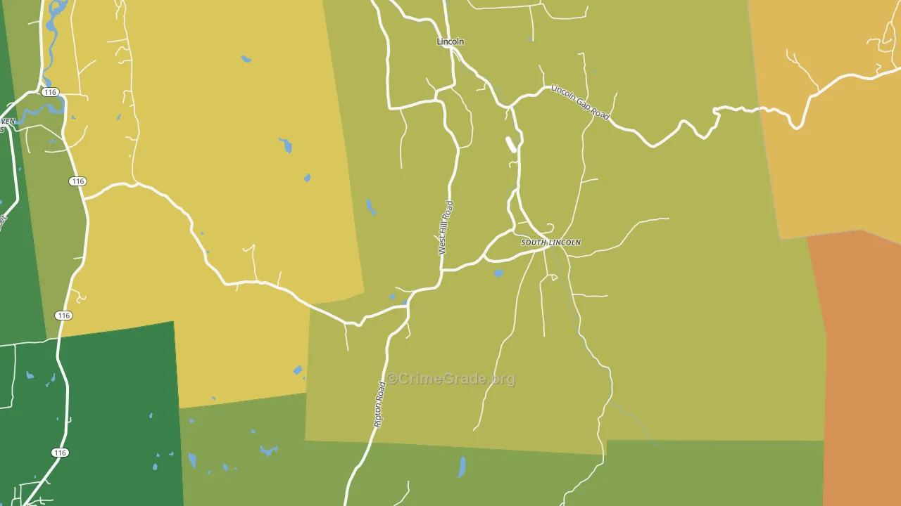 South Lincoln, VT Map of Vandalism Rates