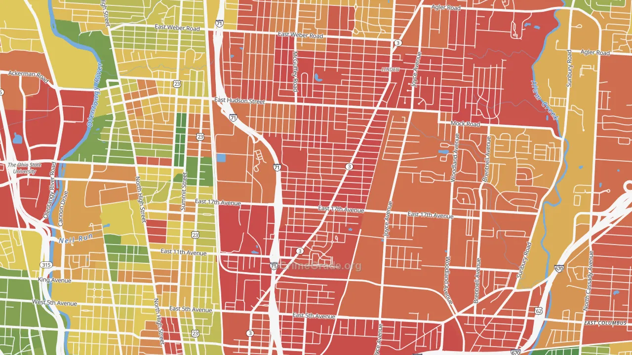 South Linden, Columbus, OH Map of Vandalism Rates