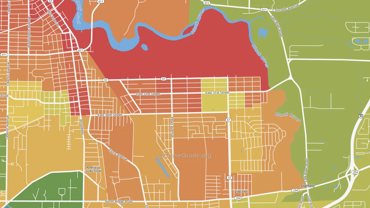 South Lorain, Lorain, OH Map of Vandalism Rates