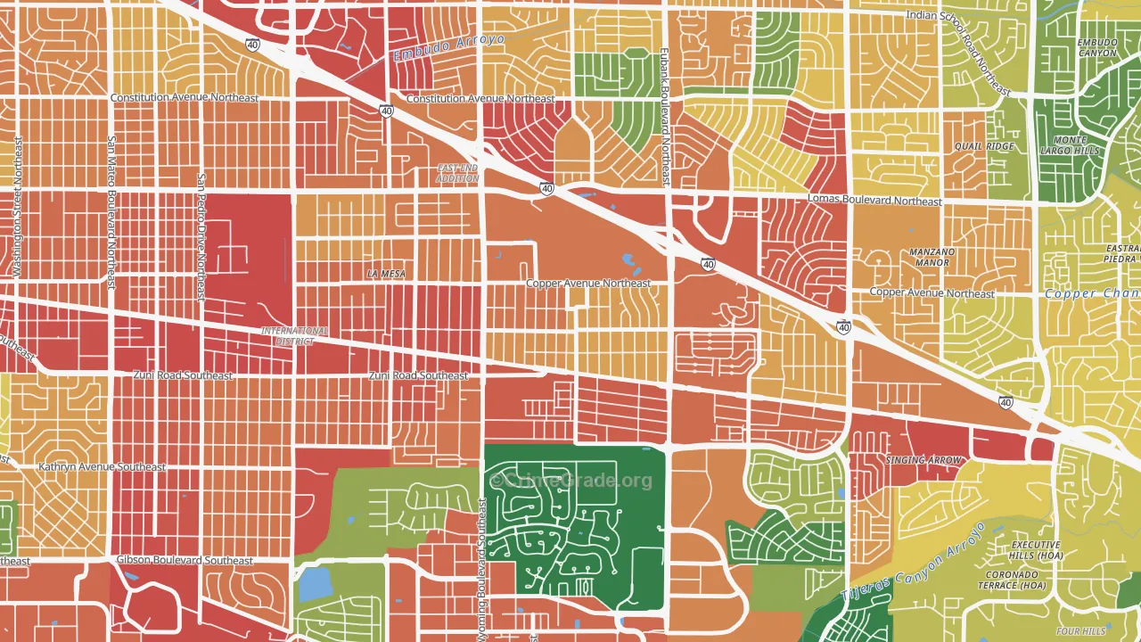 South Los Altos, Albuquerque, NM Map of Vandalism Rates