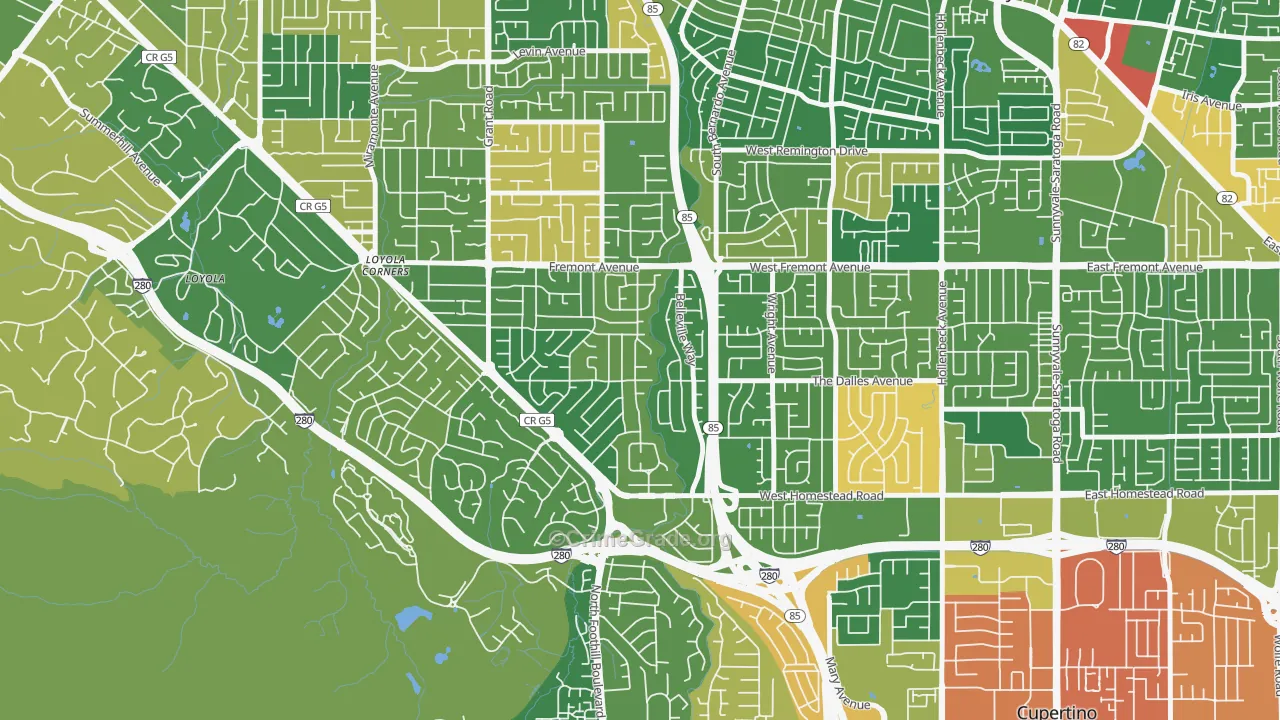 South Los Altos, Los Altos, CA Map of Vandalism Rates