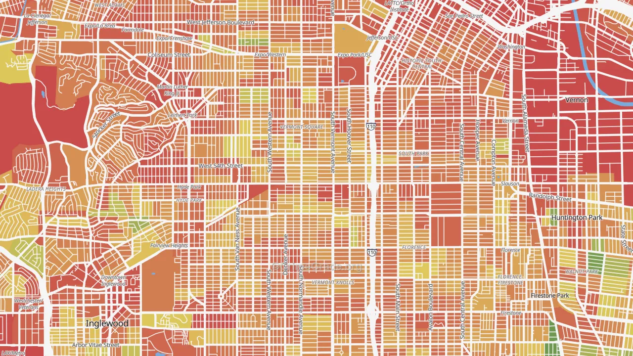 South Los Angeles, Los Angeles, CA Map of Vandalism Rates