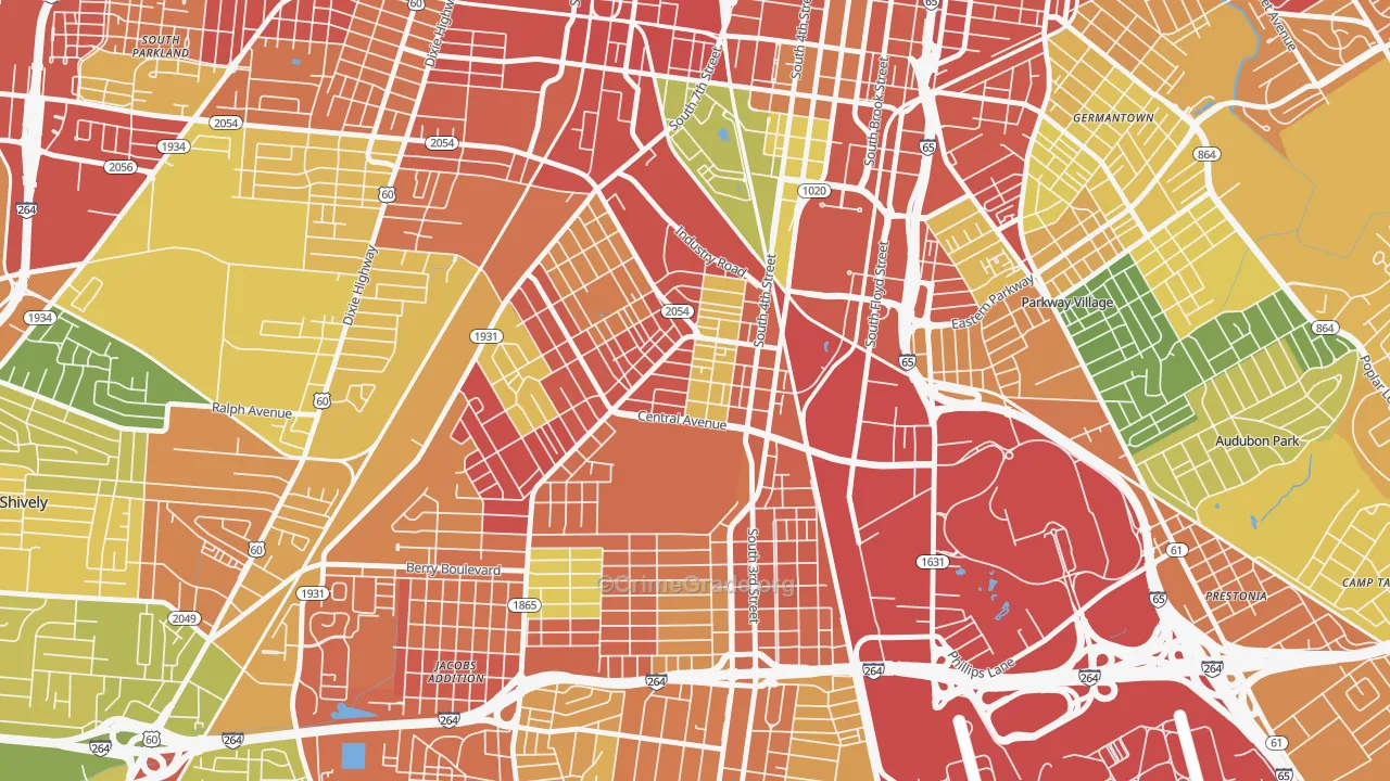South Louisville, Louisville, KY Map of Vandalism Rates