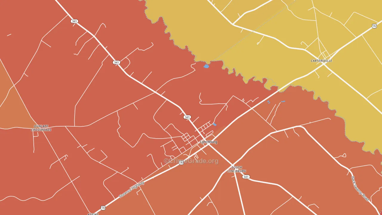 South Lynchburg, SC Map of Vandalism Rates