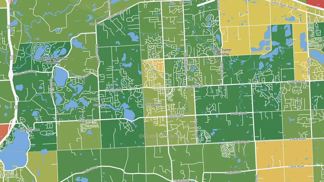 South Lyon, MI Map of Vandalism Rates