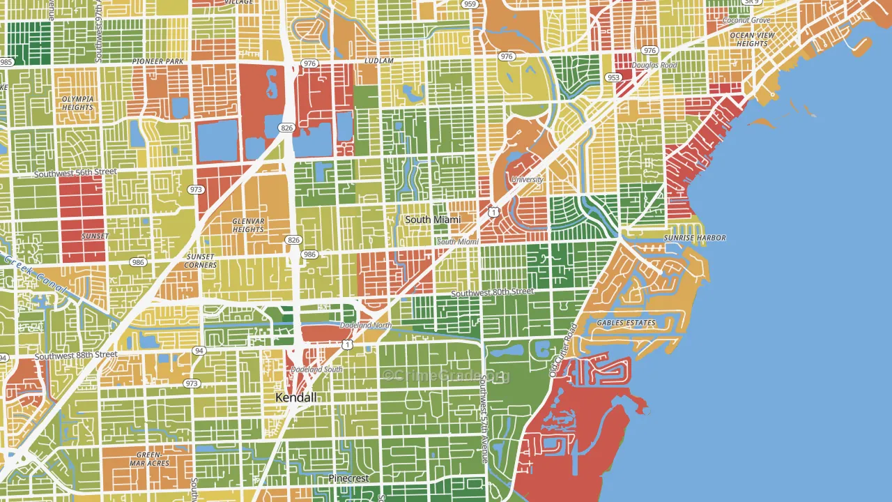 South Miami, FL Map of Vandalism Rates