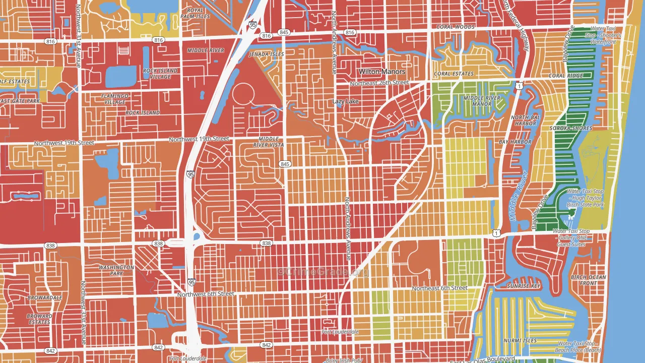 South Middle River, Fort Lauderdale, FL Map of Vandalism Rates